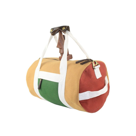 Vintage Handmade Multicolor Leather Travel Duffel Bag