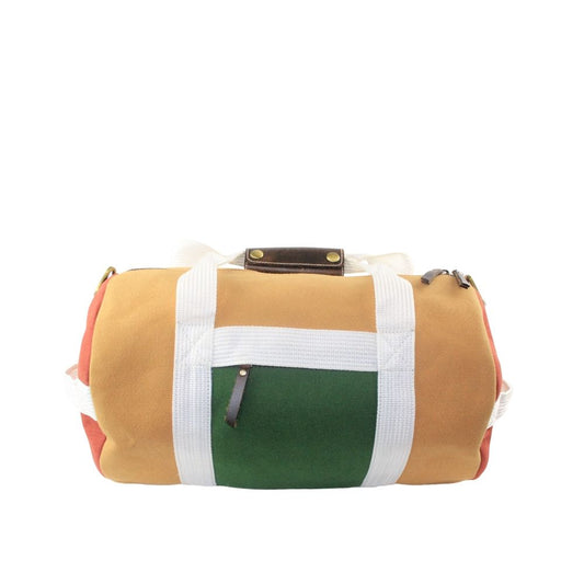 Vintage Handmade Multicolor Leather Travel Duffel Bag