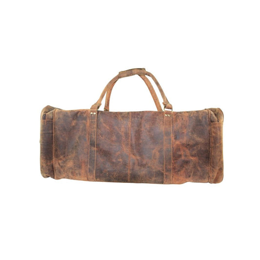 Vintage Handmade Brown Leather Duffel Bag