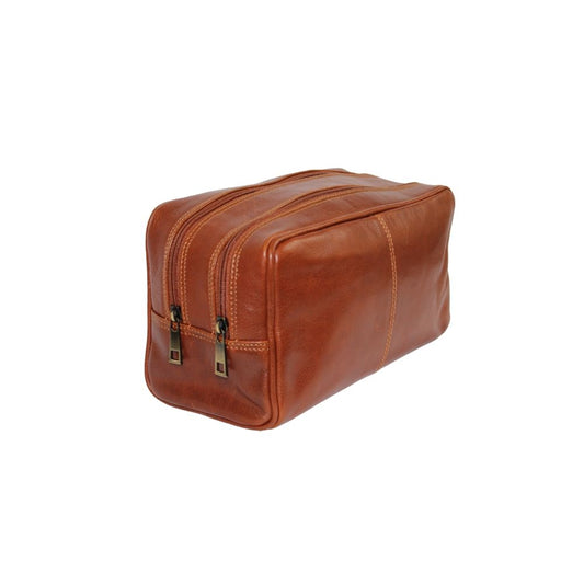 Vintage Handmade Brown Leather Toiletry Bag for Men