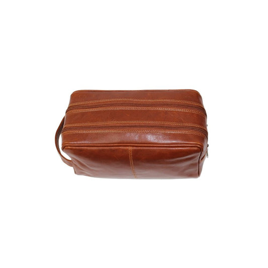 Vintage Handmade Brown Leather Toiletry Bag for Men