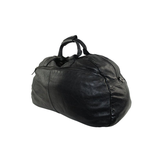 Vintage Handmade Black Leather Duffel Bag