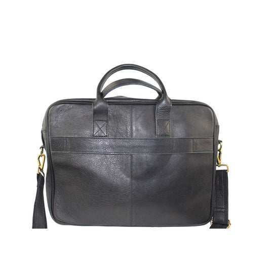 Vintage Handmade Black Leather Briefcase - Versatile Laptop Bag