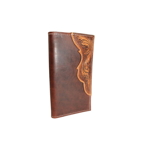 Handmade Vintage Western Leather Bifold Wallet - Dark Brown