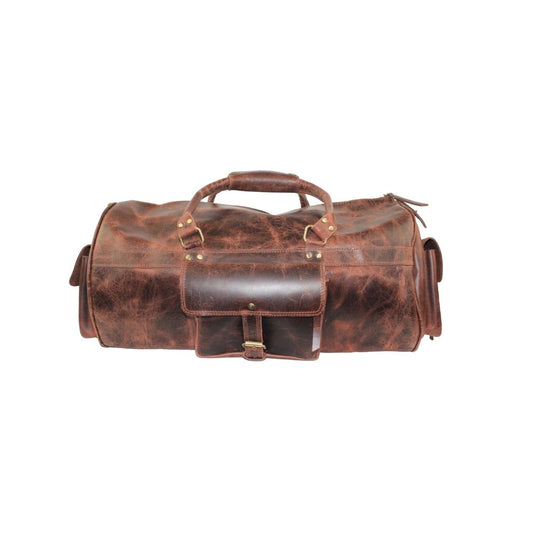 Vintage Handmade Jaald Leather Duffel Bag-Brown