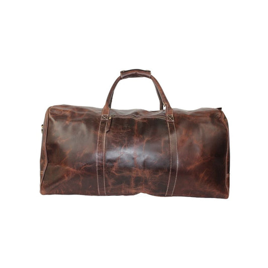 Vintage Handmade Leather Duffel Bag-Messenger Bag in Brown