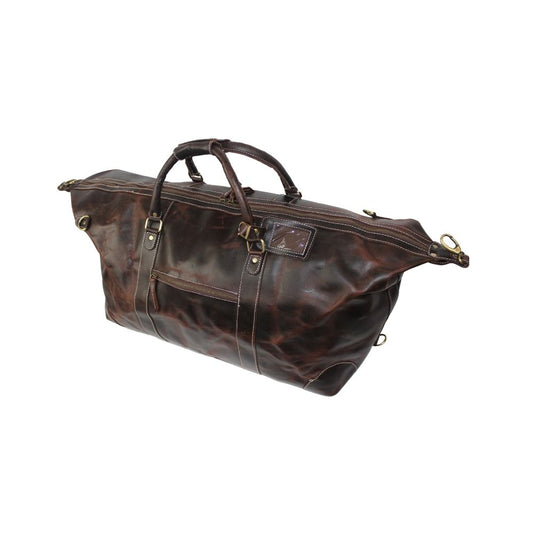 Vintage Handmade Brown Leather Travel Duffel Bag