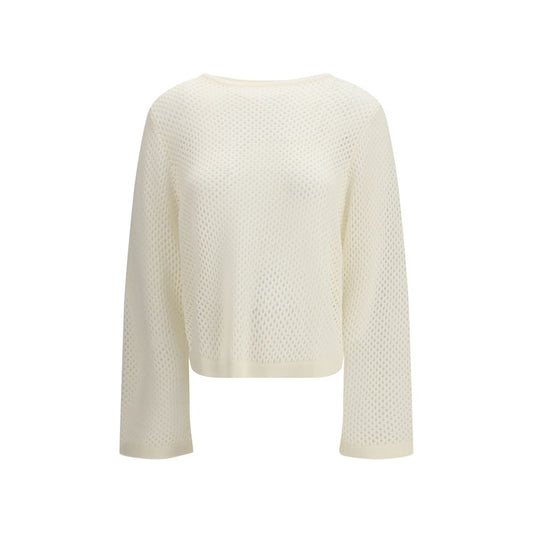 Allude White Fleece Wool Sweatshirt