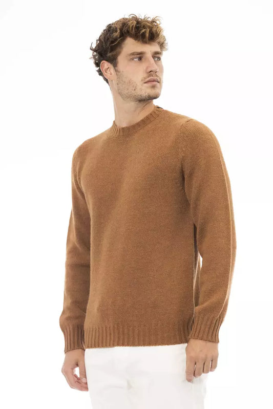 Alpha Studio Beige Alpaca Men Sweater