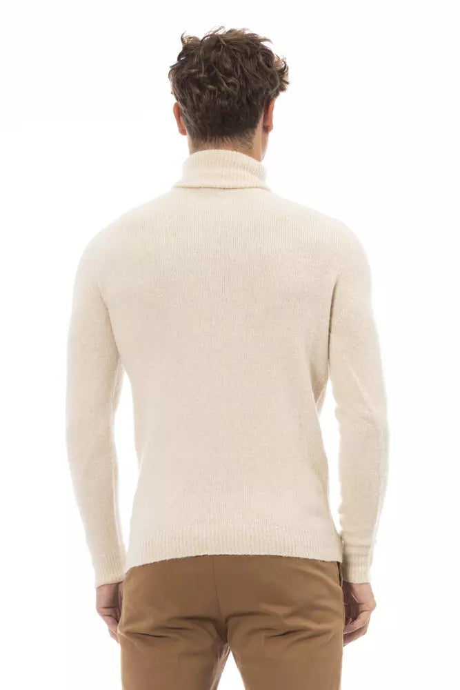 Alpha Studio Beige Alpaca Men Sweater