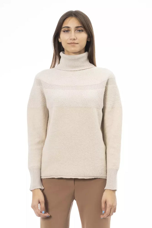 Alpha Studio Beige Alpaca Women Sweater