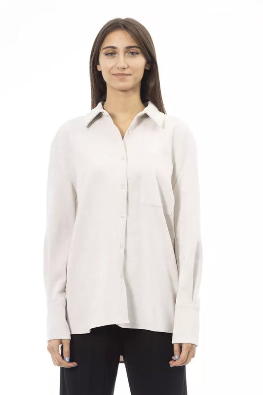 Alpha Studio White Polyester Women Shirt