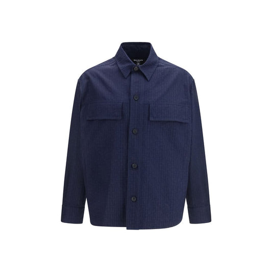 Balmain Blue Cotton Shell Jacket
