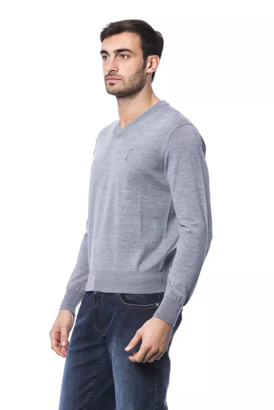 Billionaire Italian Couture Gray Merino Wool Men Sweater