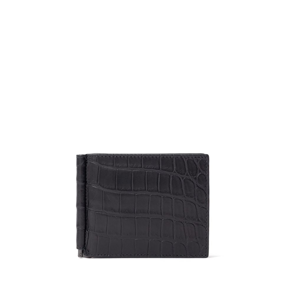 Bottega Veneta Black Leather Di Crocodile Wallet