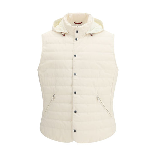 Brunello Cucinelli Beige Polyester Sleveless Jacket