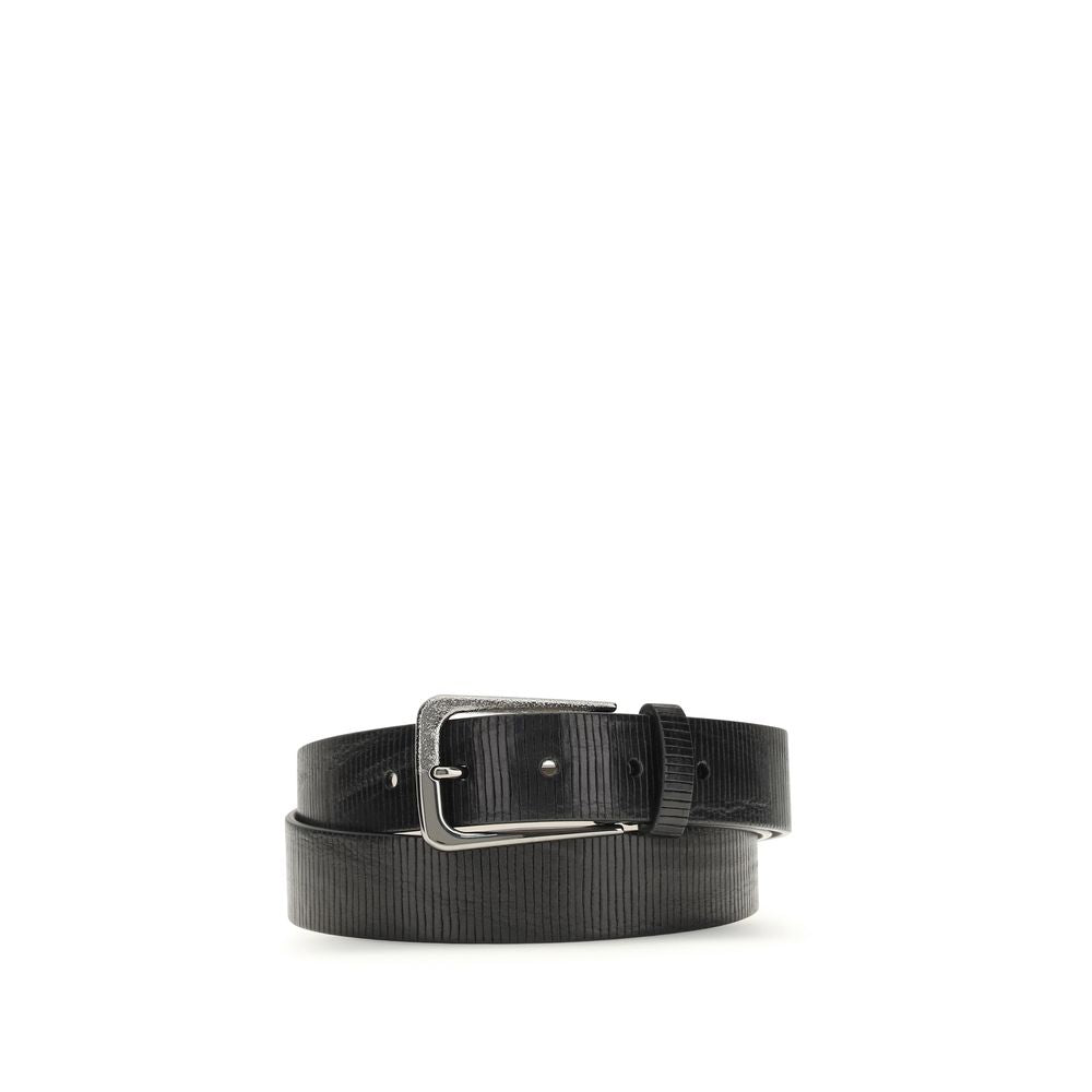 Brunello Cucinelli Black Calf Leather Bos Taurus Regular Belt