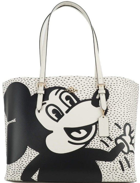 COACH C6978 Mickey Mouse X Keith Haring Mollie Large Leather Shoulder Tote Bag