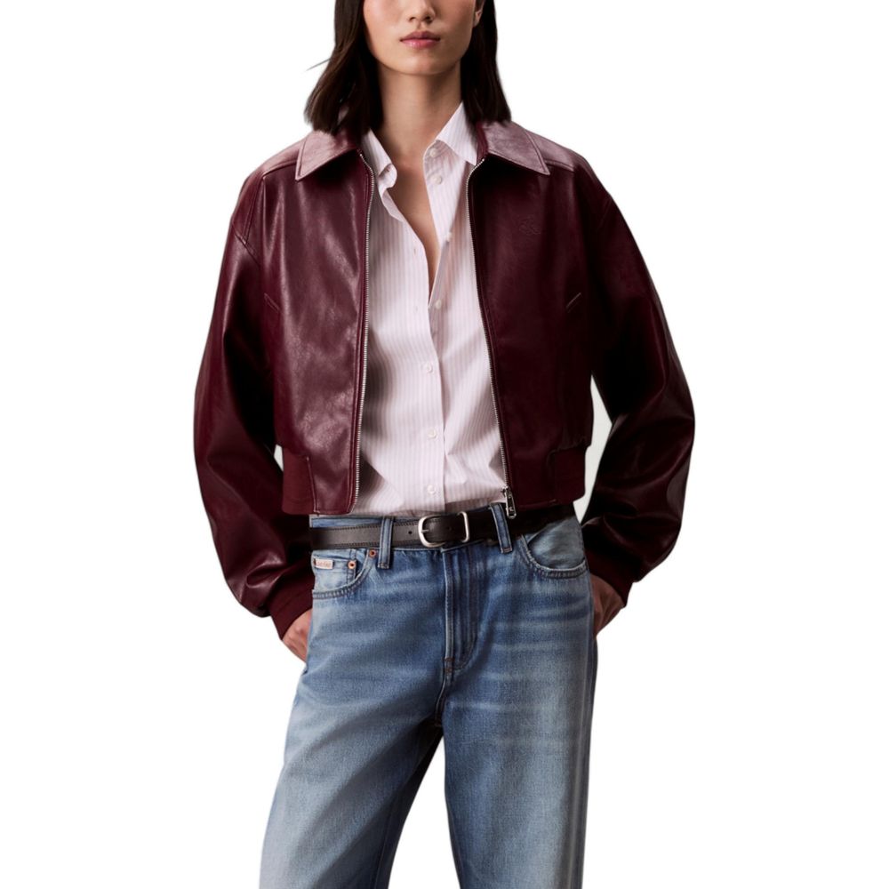 Calvin Klein Jeans Bordeaux Leather Jacket
