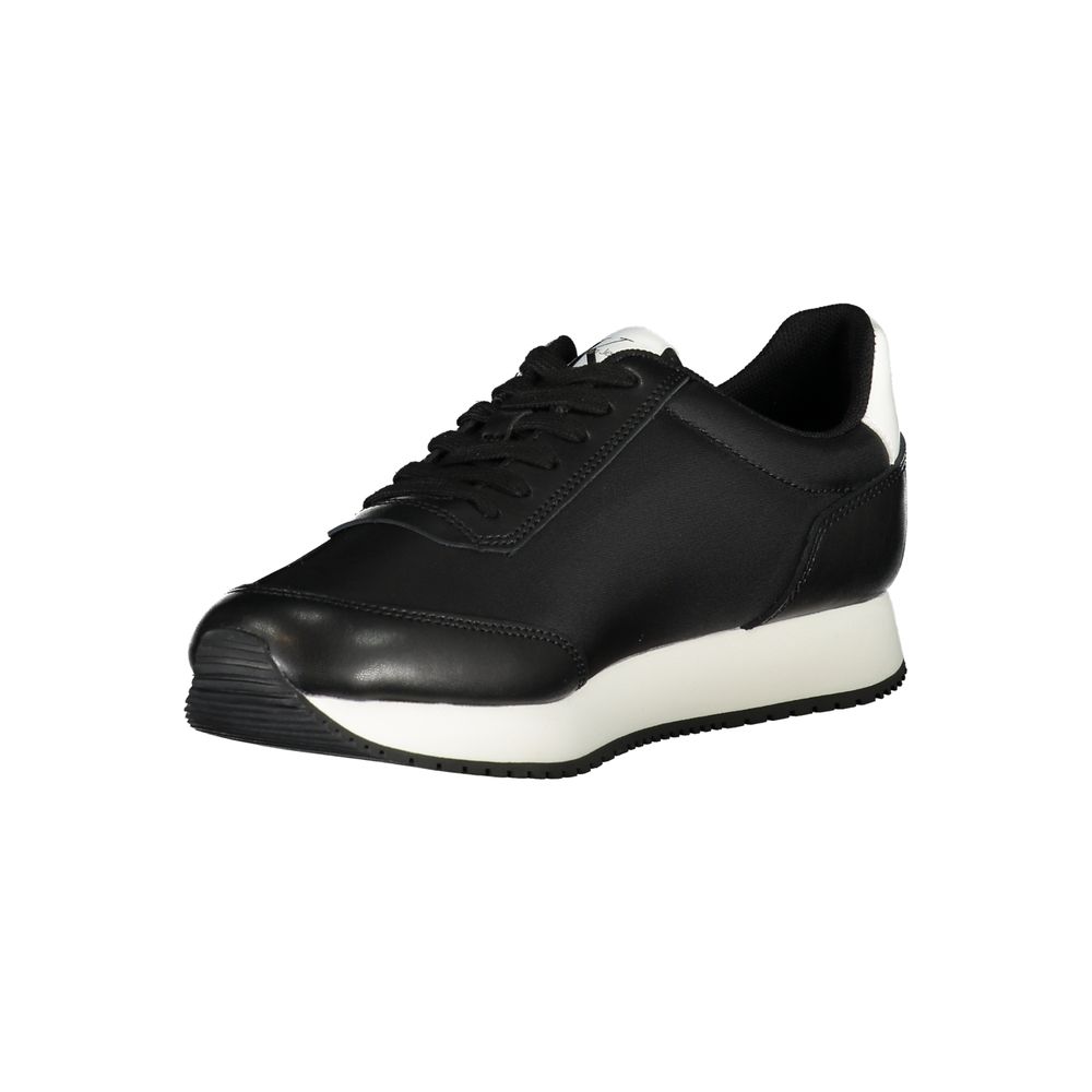 Calvin Klein Sleek Black Lace-Up Sneakers with Contrast Details