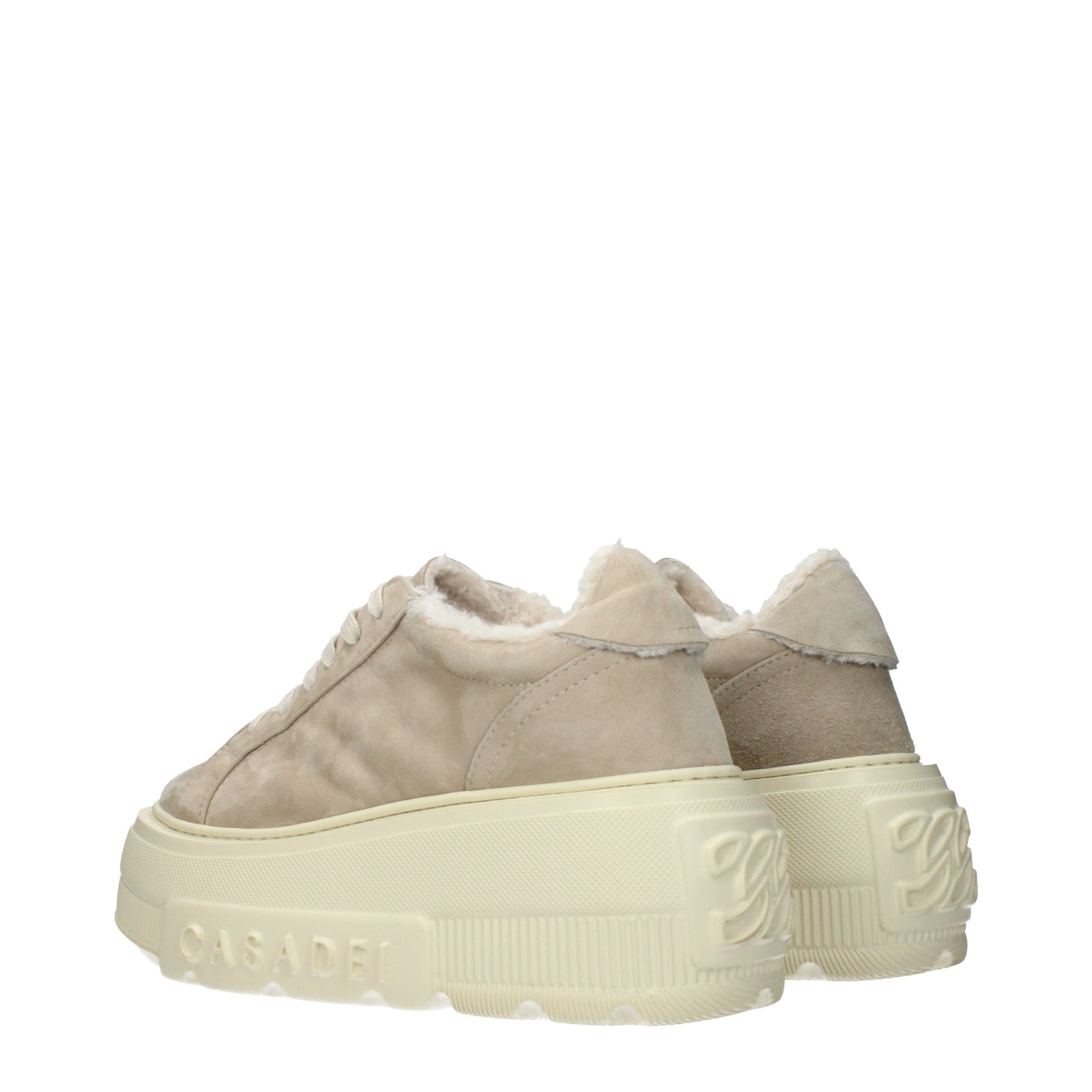 Casadei Beige Leather Chunky Sneakers