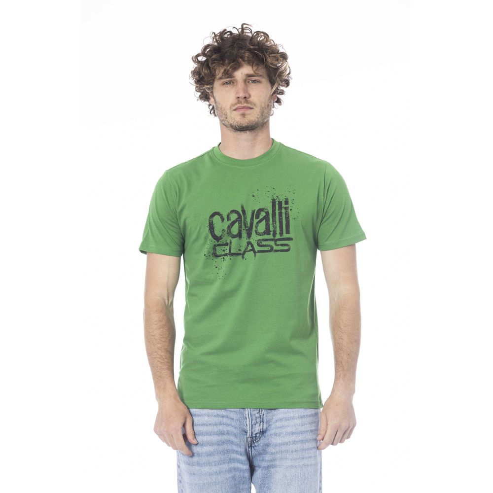 Cavalli Class Green Cotton Men T-Shirt