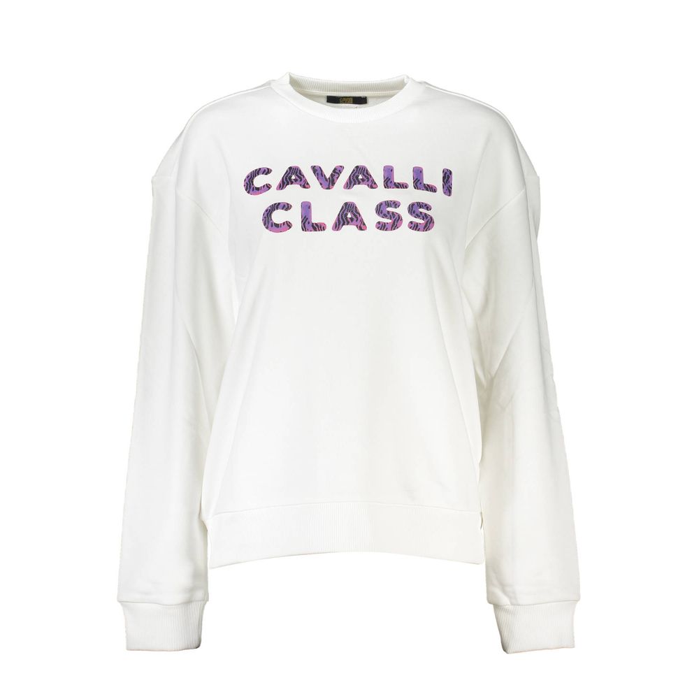 Cavalli Class White Cotton Sweater