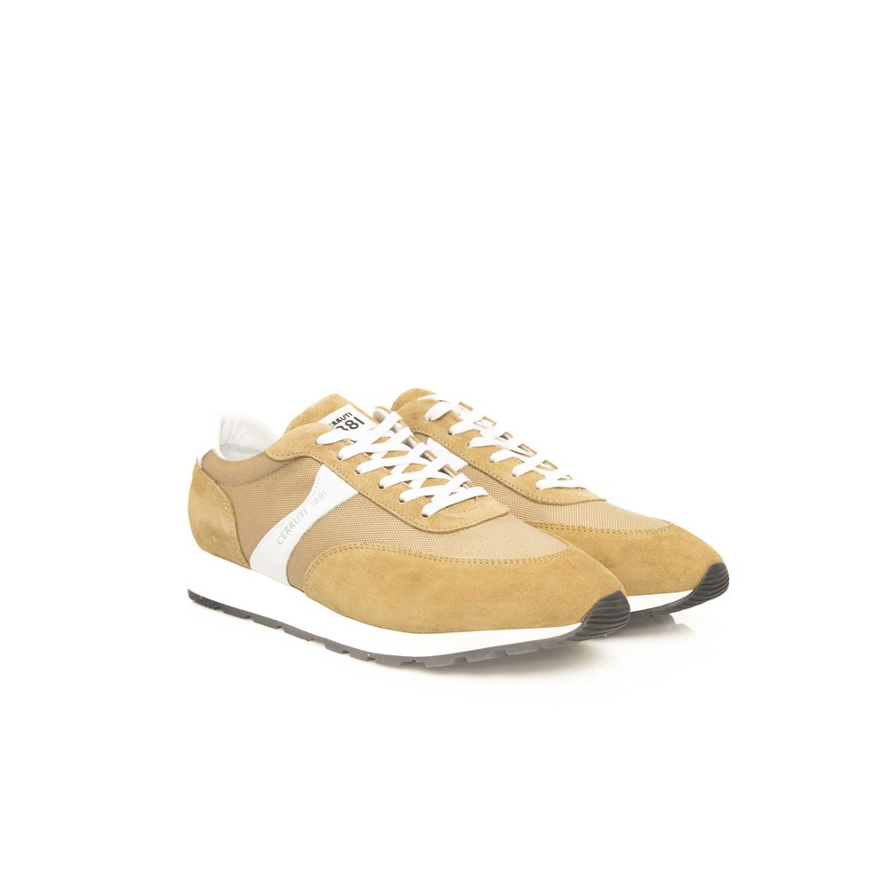 Cerruti 1881 Beige Calf Leather Men Sneaker