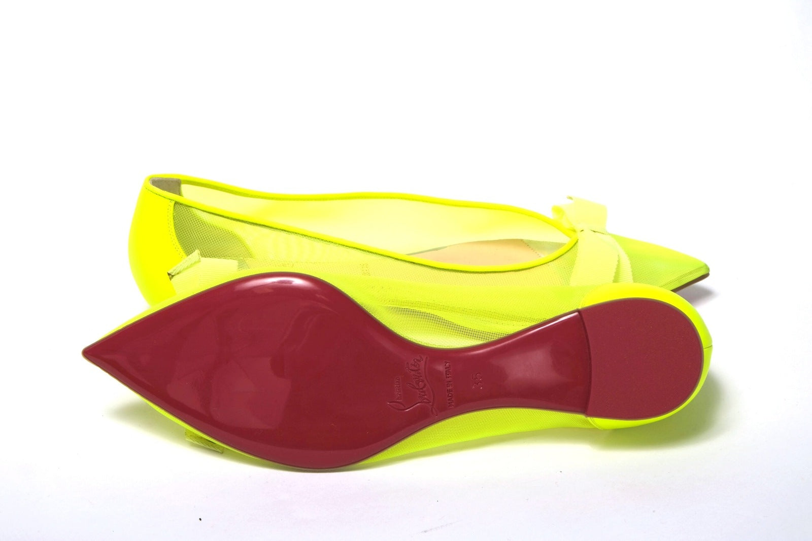 Christian Louboutin Fluro Yellow Flat Point Toe Shoe