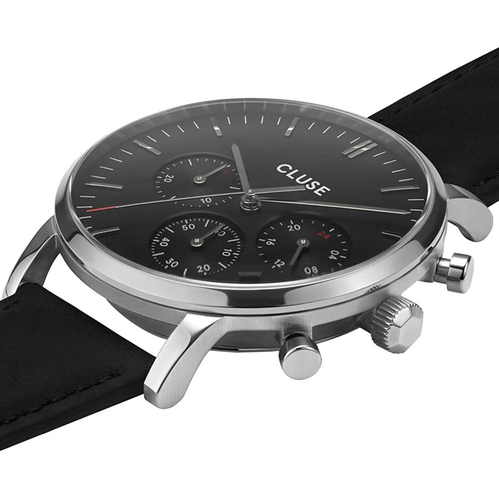 Cluse Black Leather Watch