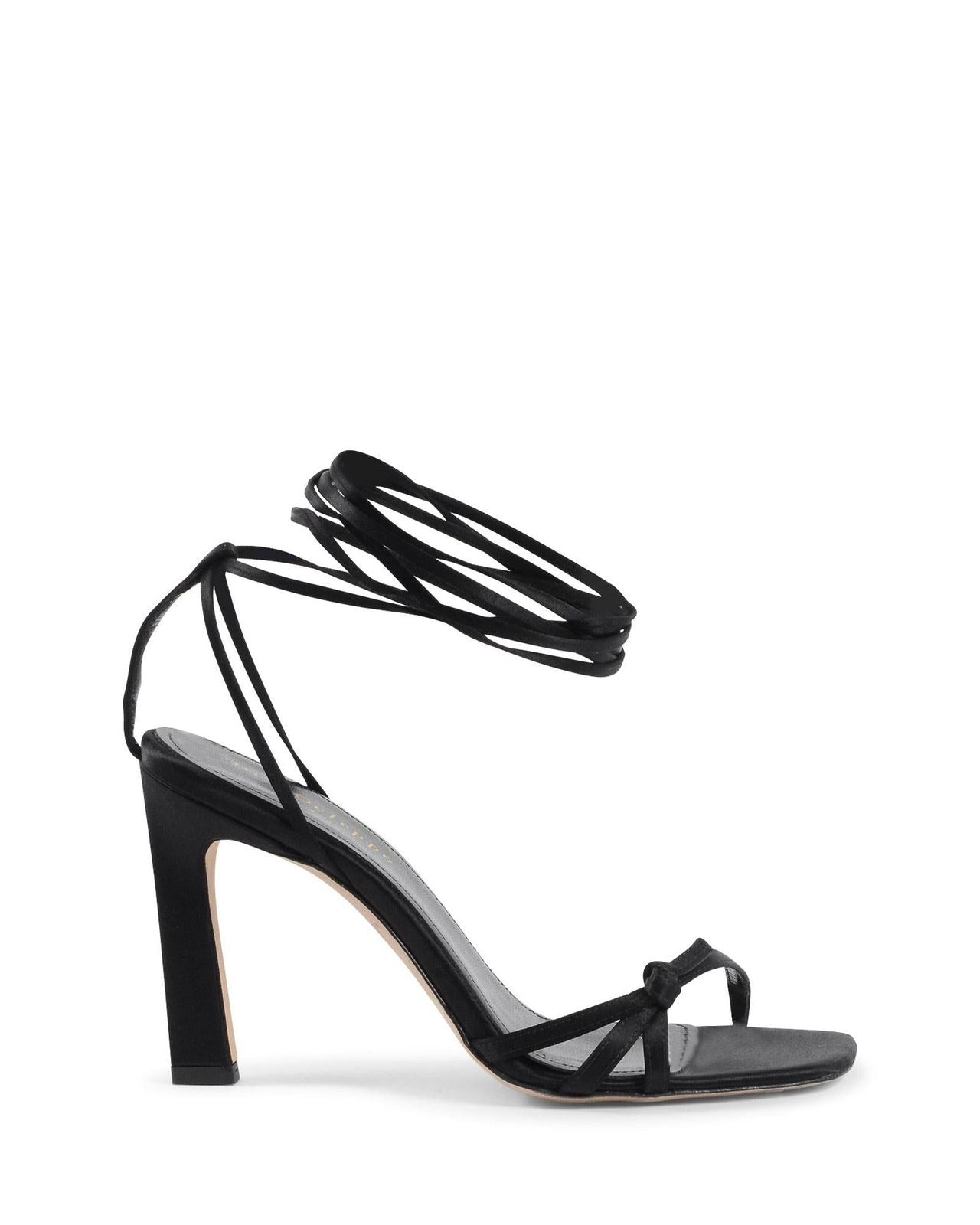 Dee Ocleppo Black Satin Strap-On Sandals