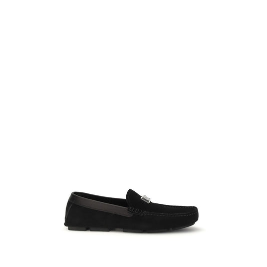 Dolce & Gabbana Black Calf Leather Bos Taurus Slip-On Loafers