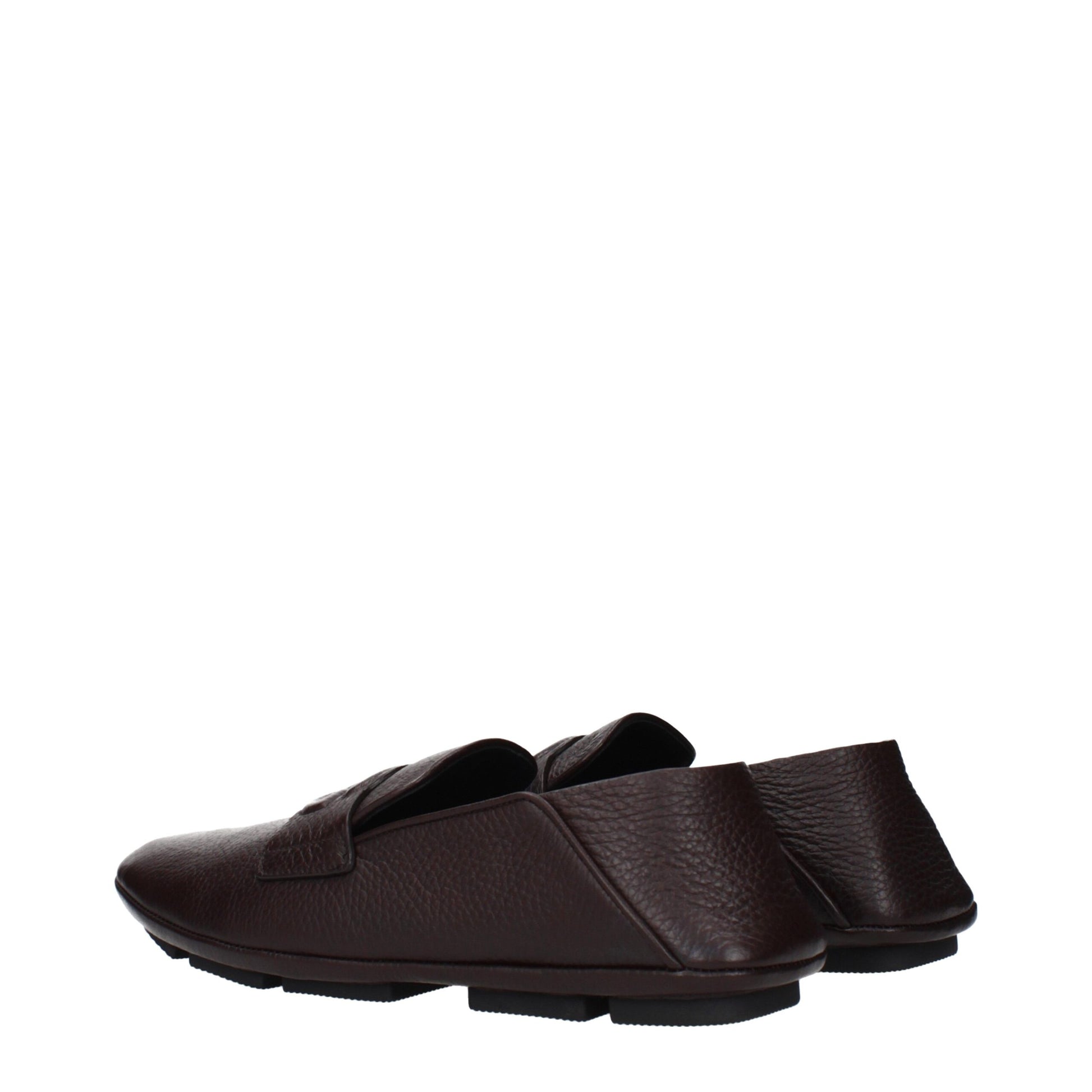 Dolce & Gabbana Brown Leather Slip-On Loafers