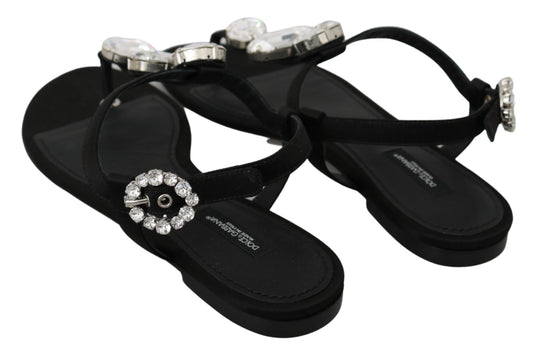 Dolce & Gabbana Elegant Crystal-Embellished Silk Sandals