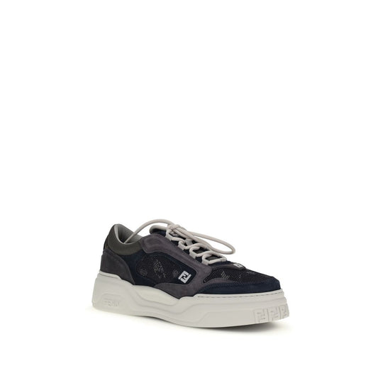 Fendi Gray Calf Leather Bos Taurus Athletic Sneakers