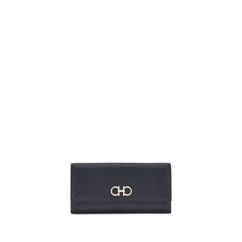 Ferragamo Black Calf Leather Bos Taurus Wallet