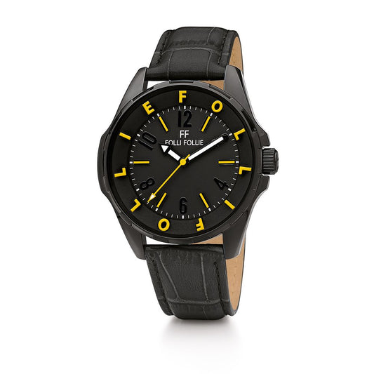 Folli Follie Black Leather Watch