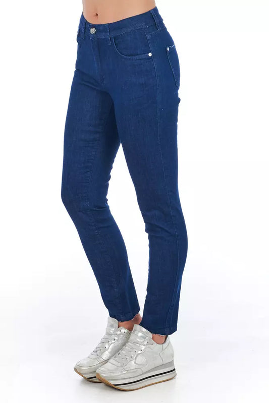 Frankie Morello Blue Cotton Women Skinny Jean