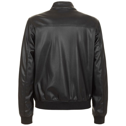 Fred Mello Eco-Leather Zip-Up Jacket with Buttoned Collar