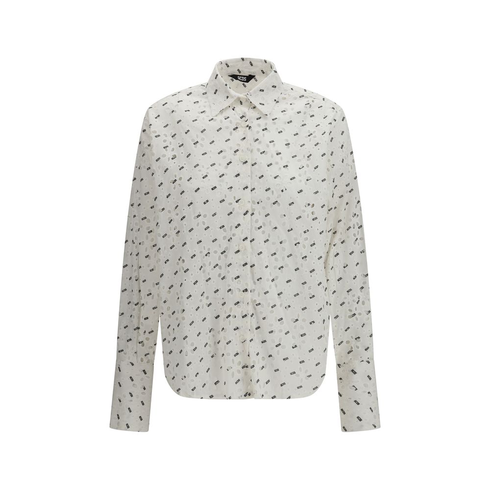 GCDS White Cotton Pattern Shirt