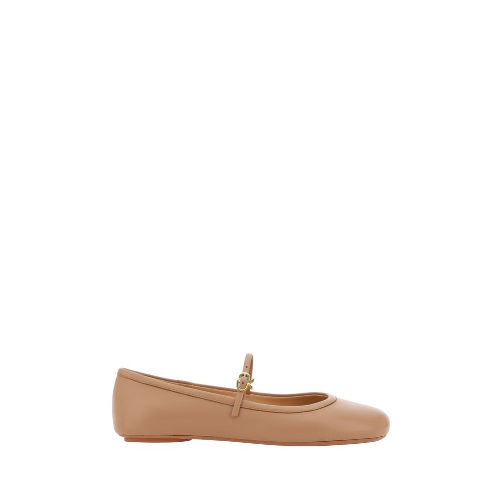 Gianvito Rossi Beige Calf Leather Bos Taurus Ballet Flats