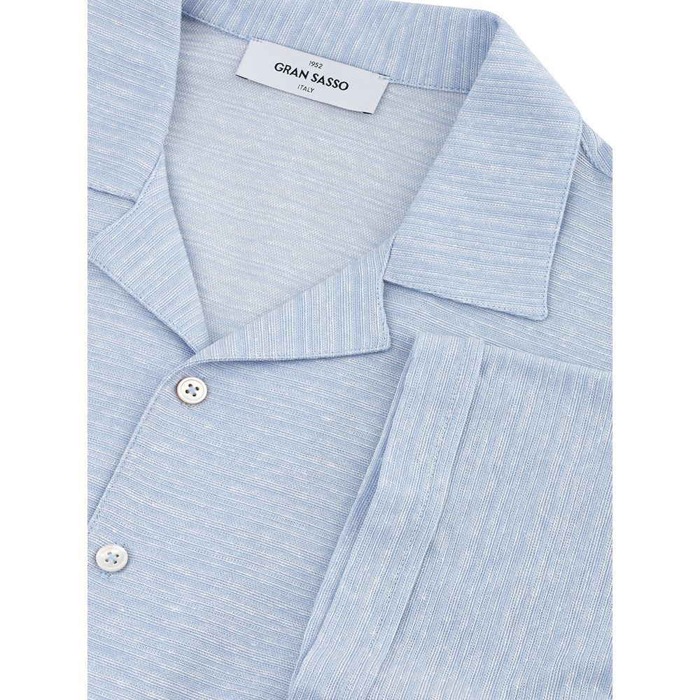 Gran Sasso Blue Linen And Cotton Shirt