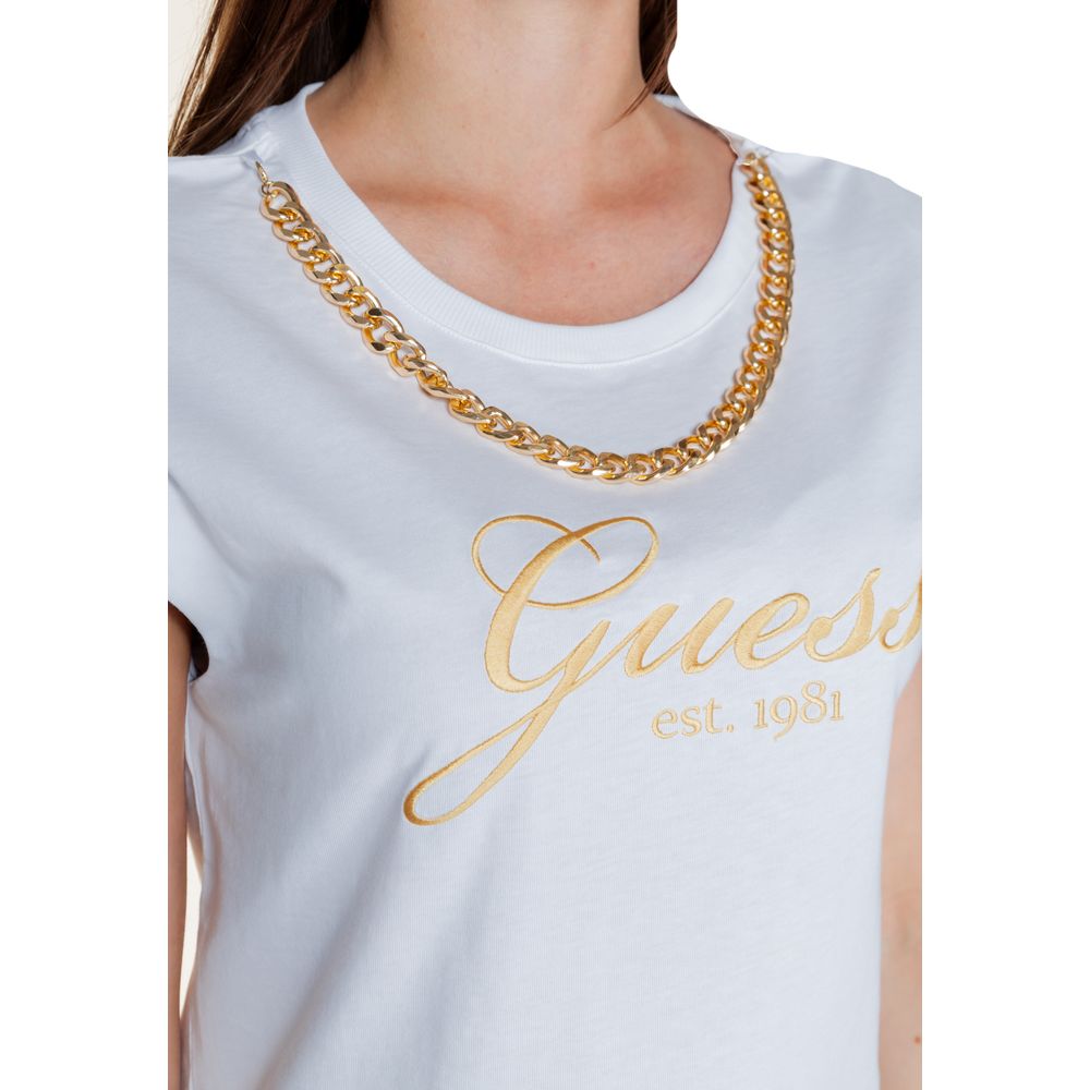 Guess White Cotton Tops & T-Shirt