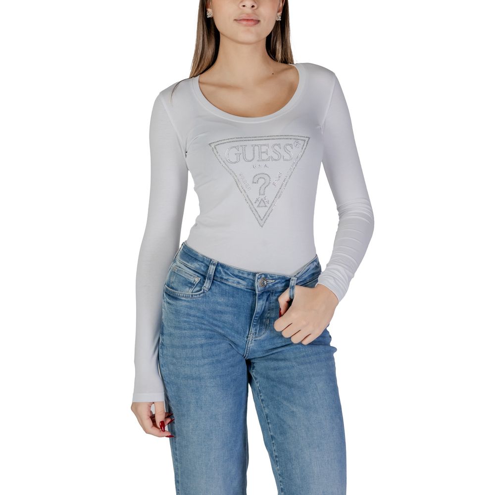 Guess White Cotton Tops & T-Shirt