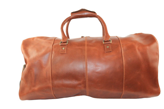 Vintage Handmade Brown Leather Travel Duffel Bag