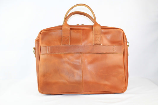 Vintage Handmade Honey Leather Briefcase & Handbag