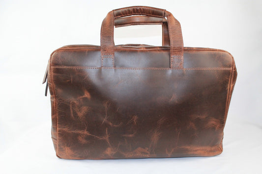 Vintage Handmade Dark Brown Leather Briefcase