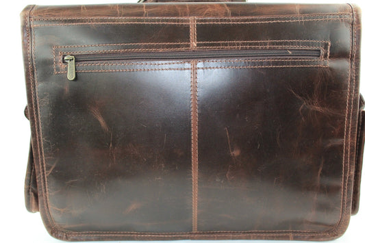 Vintage Handmade Chocolate Buffalo Leather Briefcase