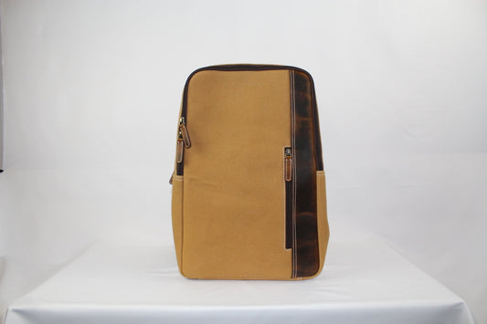 Vintage Handmade Khaki Leather Backpack