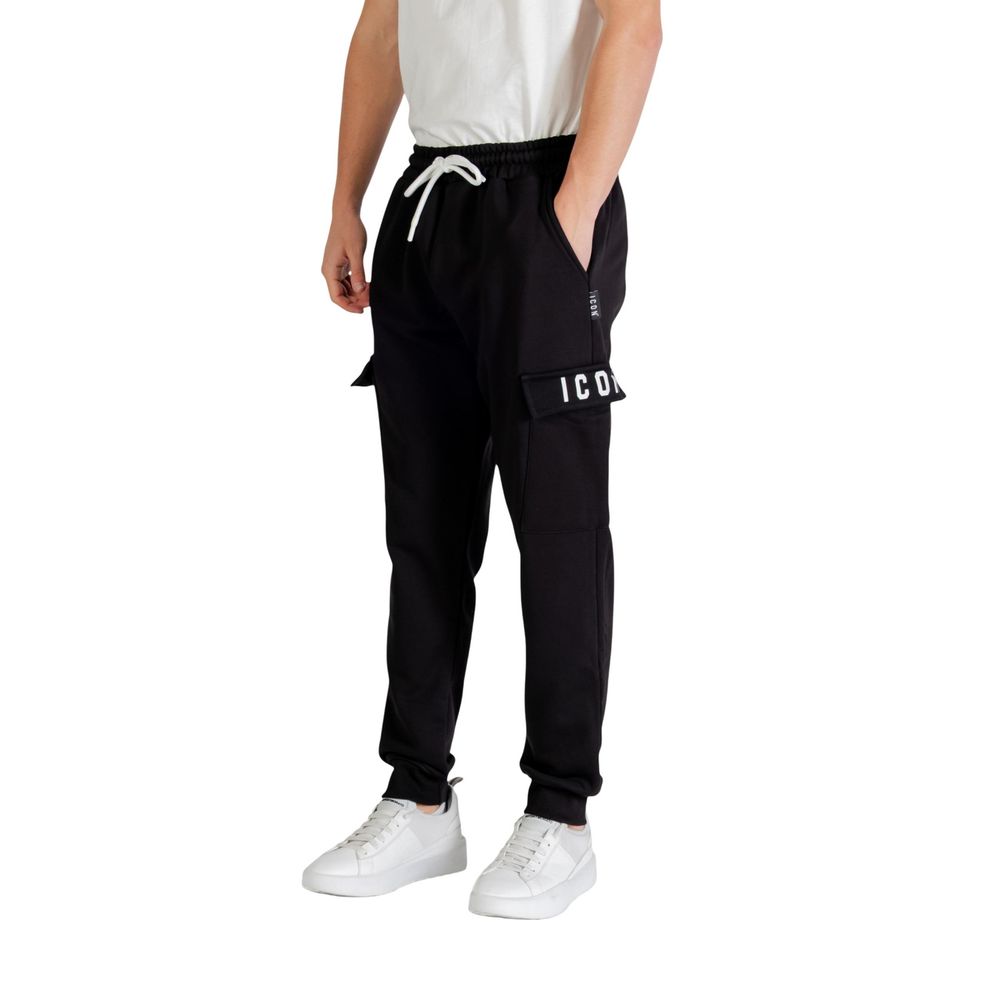 Icon Black Cotton Joggers Workout Pants